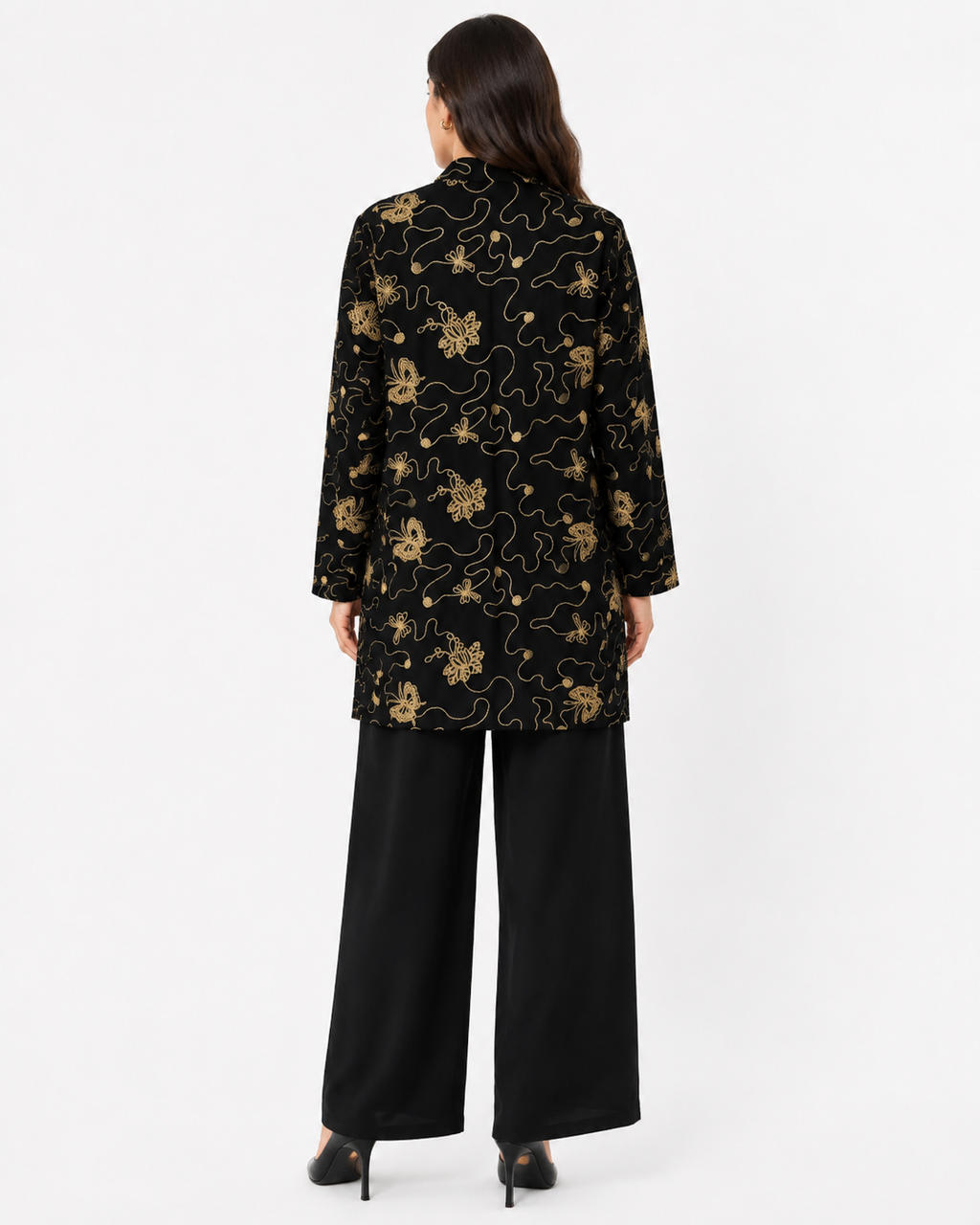 Single Gold Button Detail Set - Black