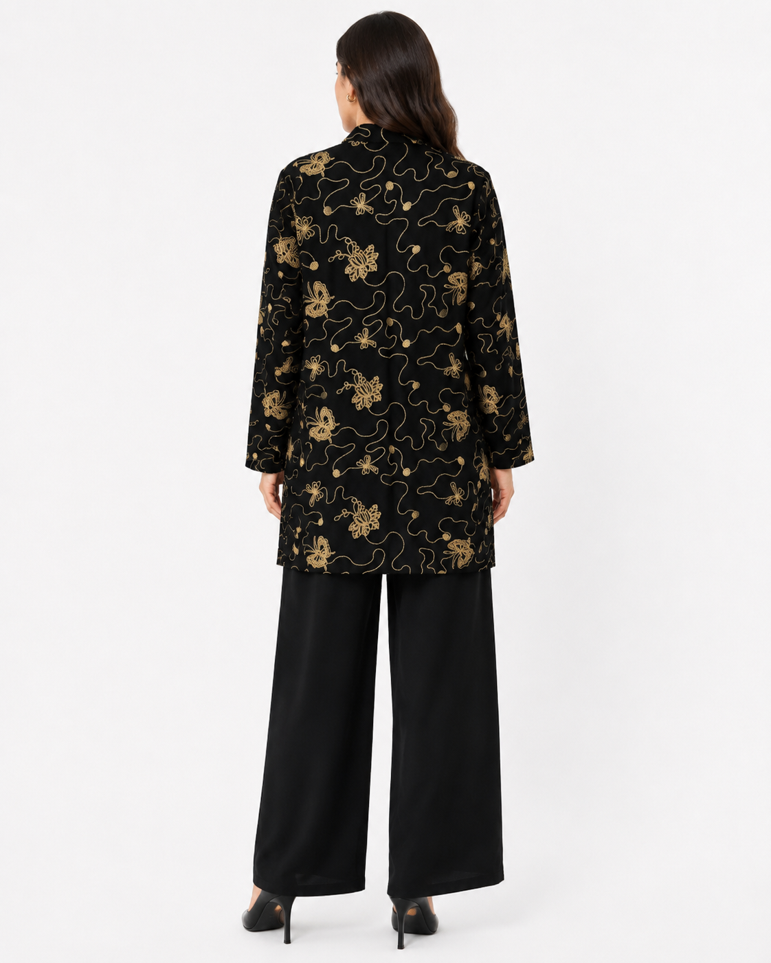 Single Gold Button Detail Set - Black