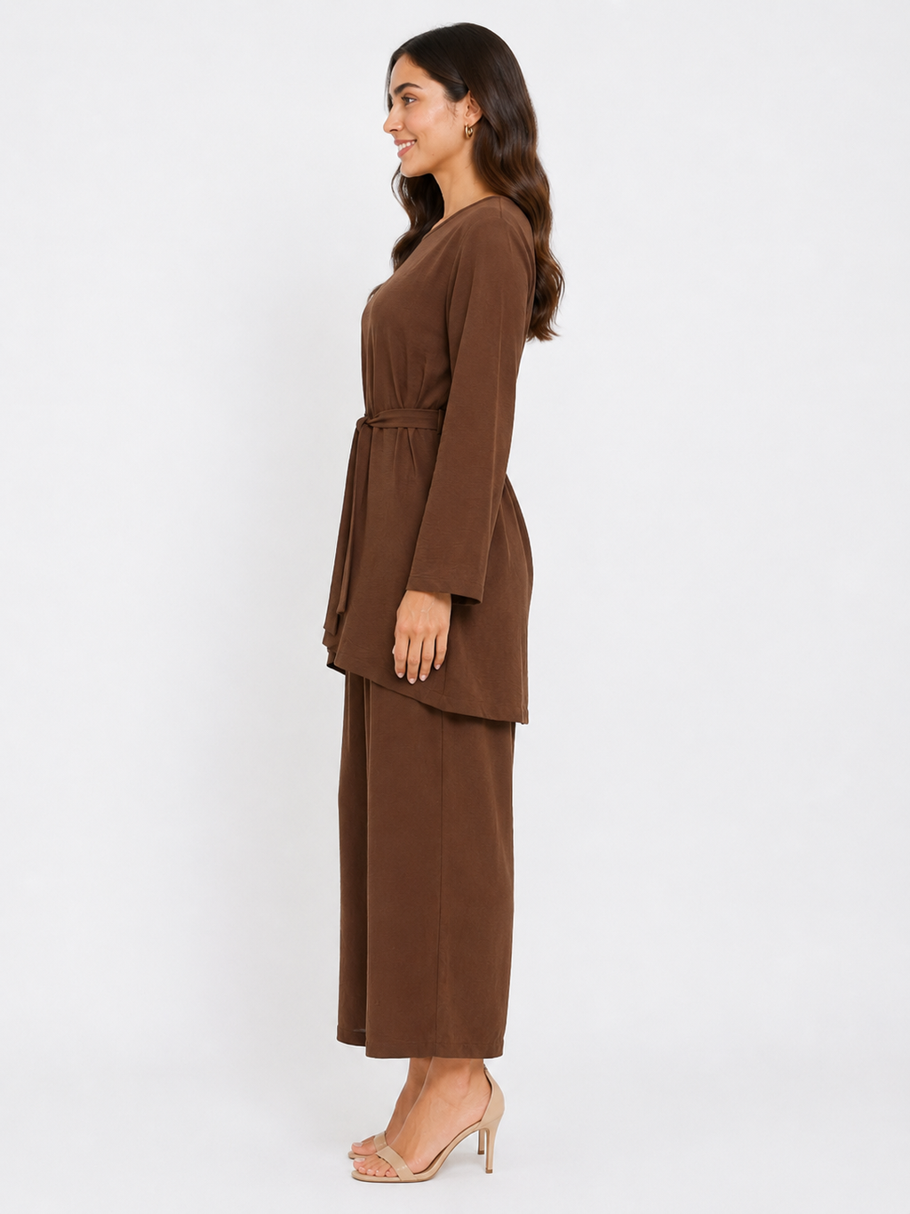 Simple Belted Set - Chocolate