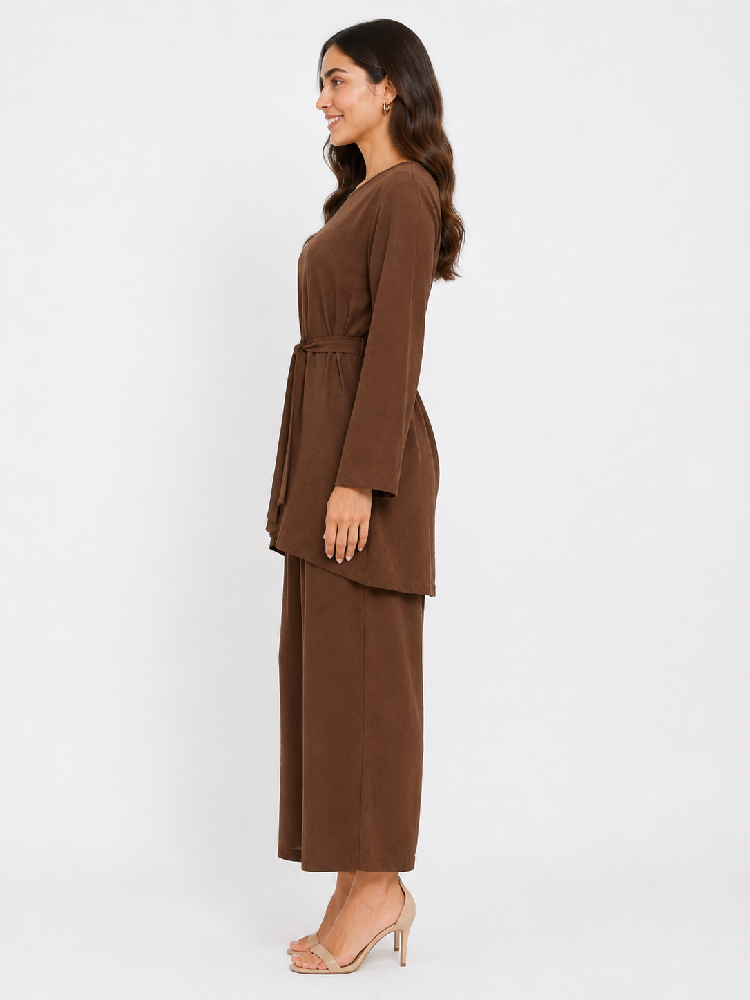 Simple Belted Set - Chocolate
