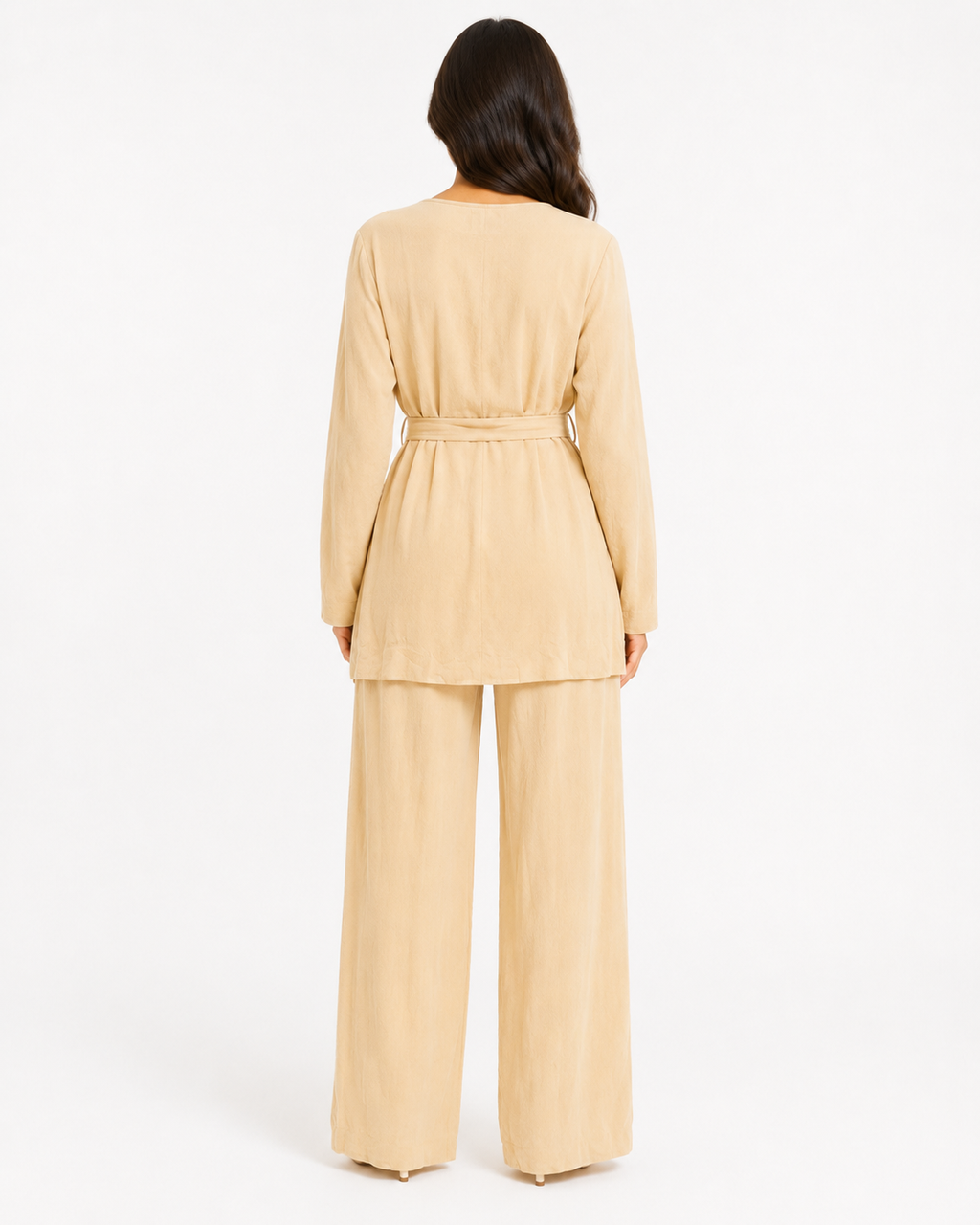 Simple Belted Set - Creamy Beige