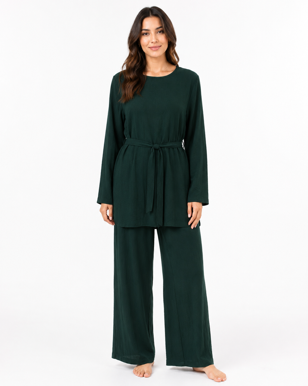 Simple Belted Set - Jade Green