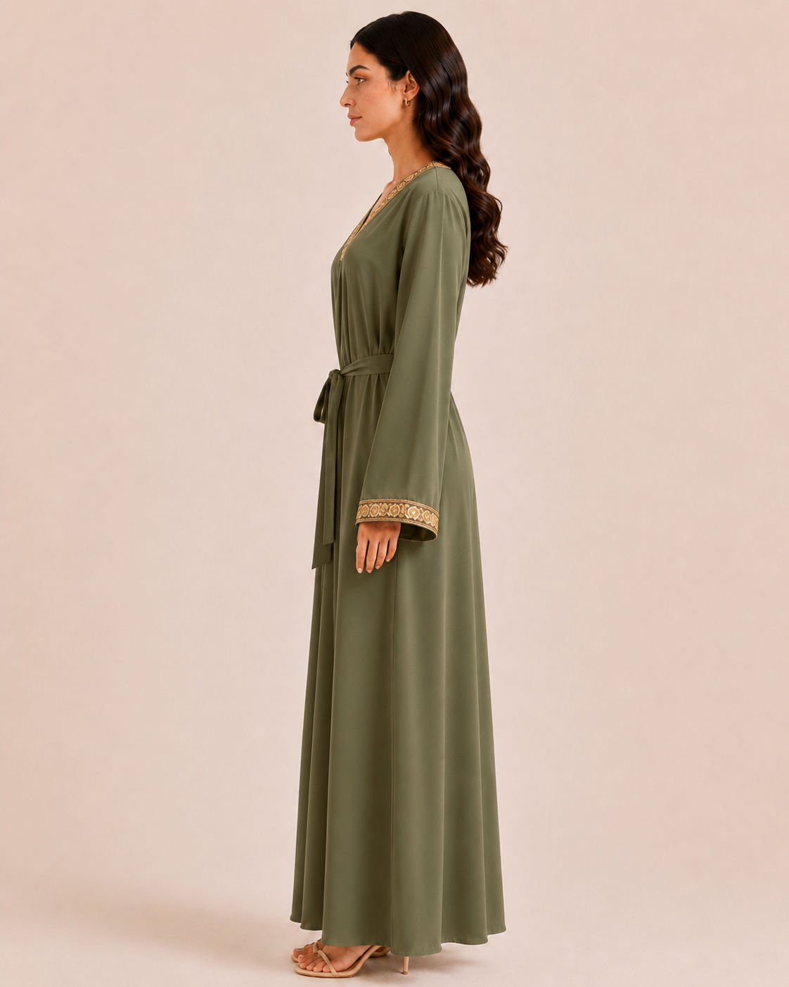 Moroccan Embroidery - Belted Abaya