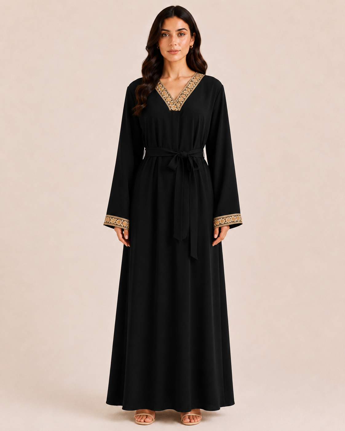 Moroccan Embroidery - Belted Abaya