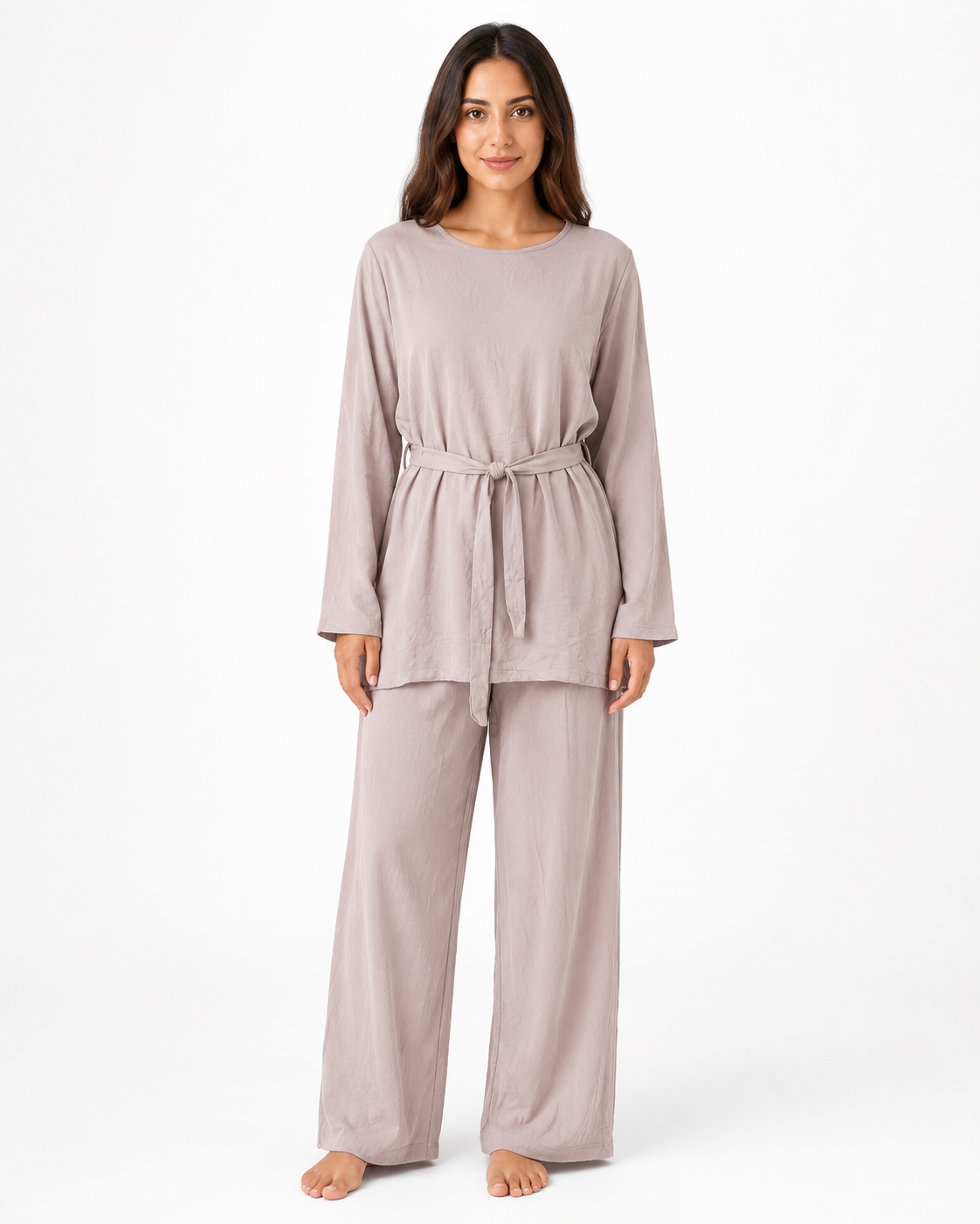 Simple Belted Set - Grey