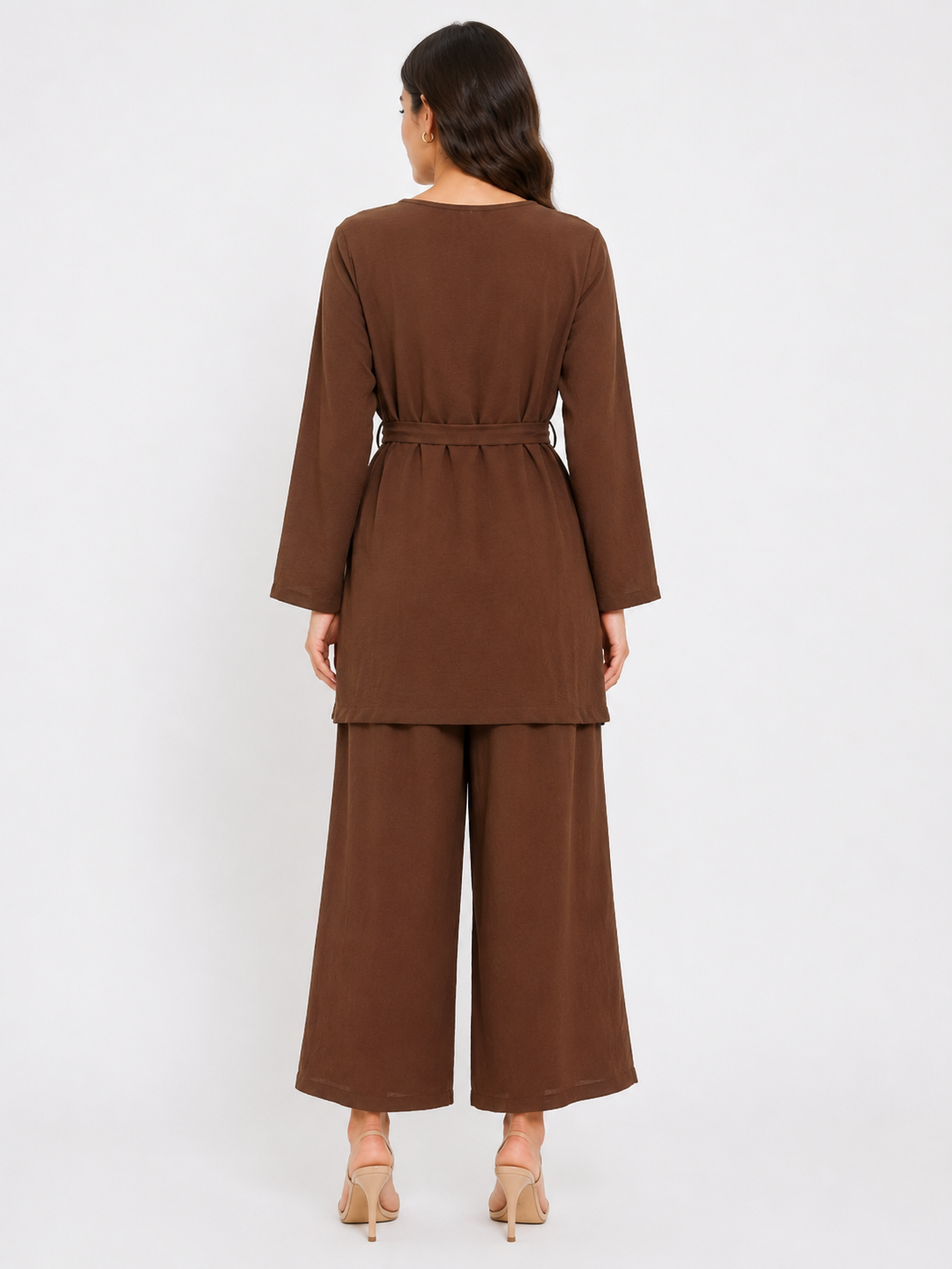 Simple Belted Set - Chocolate
