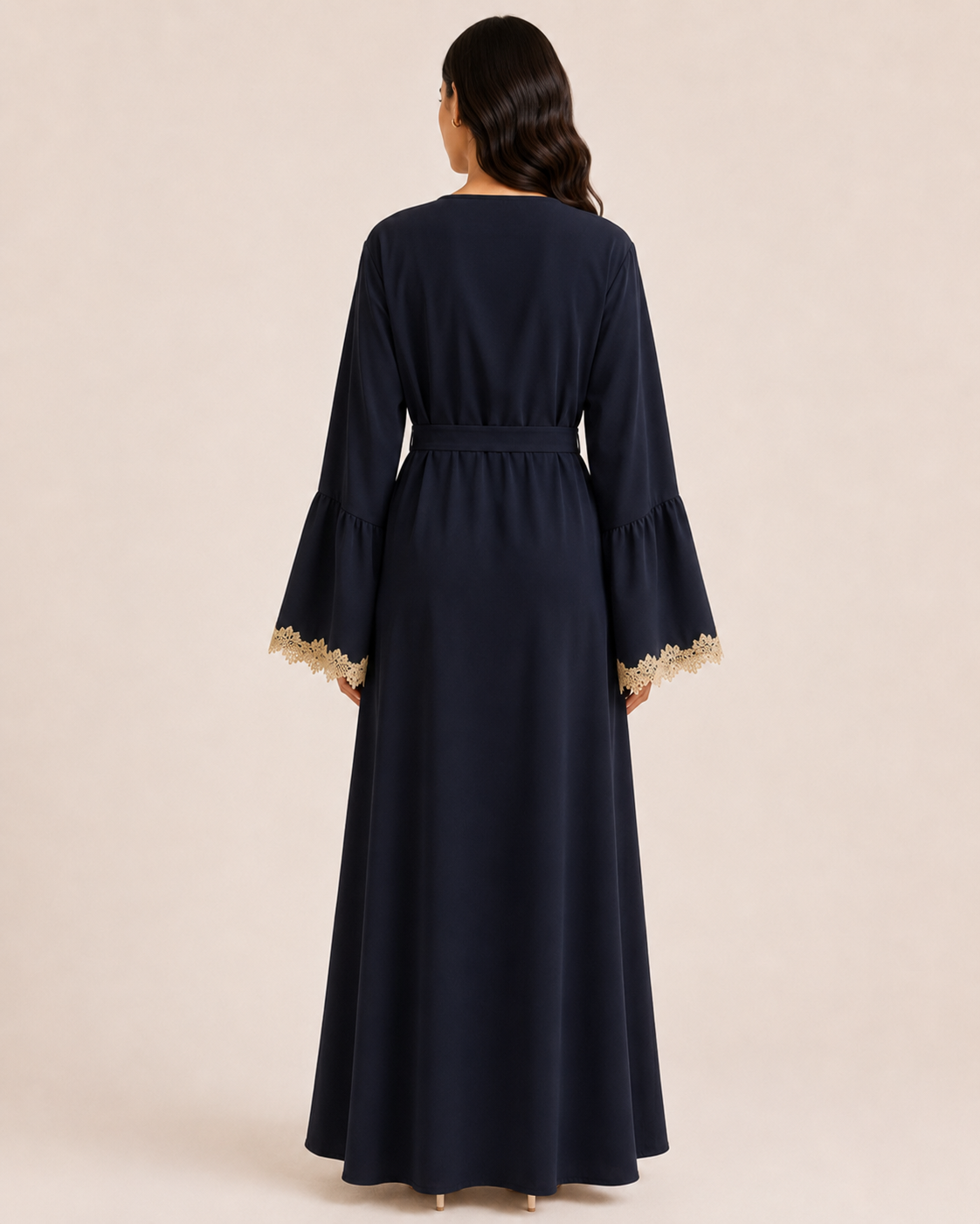 Laced Cuffs of Gold - Belted Abaya