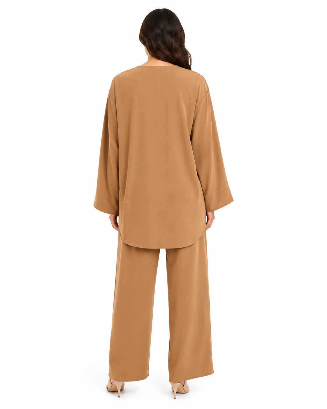 Double Gold Button Detail Set - Camel