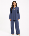 Double Gold Button Detail Set - Blue