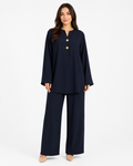 Double Gold Button Detail Set - Navy
