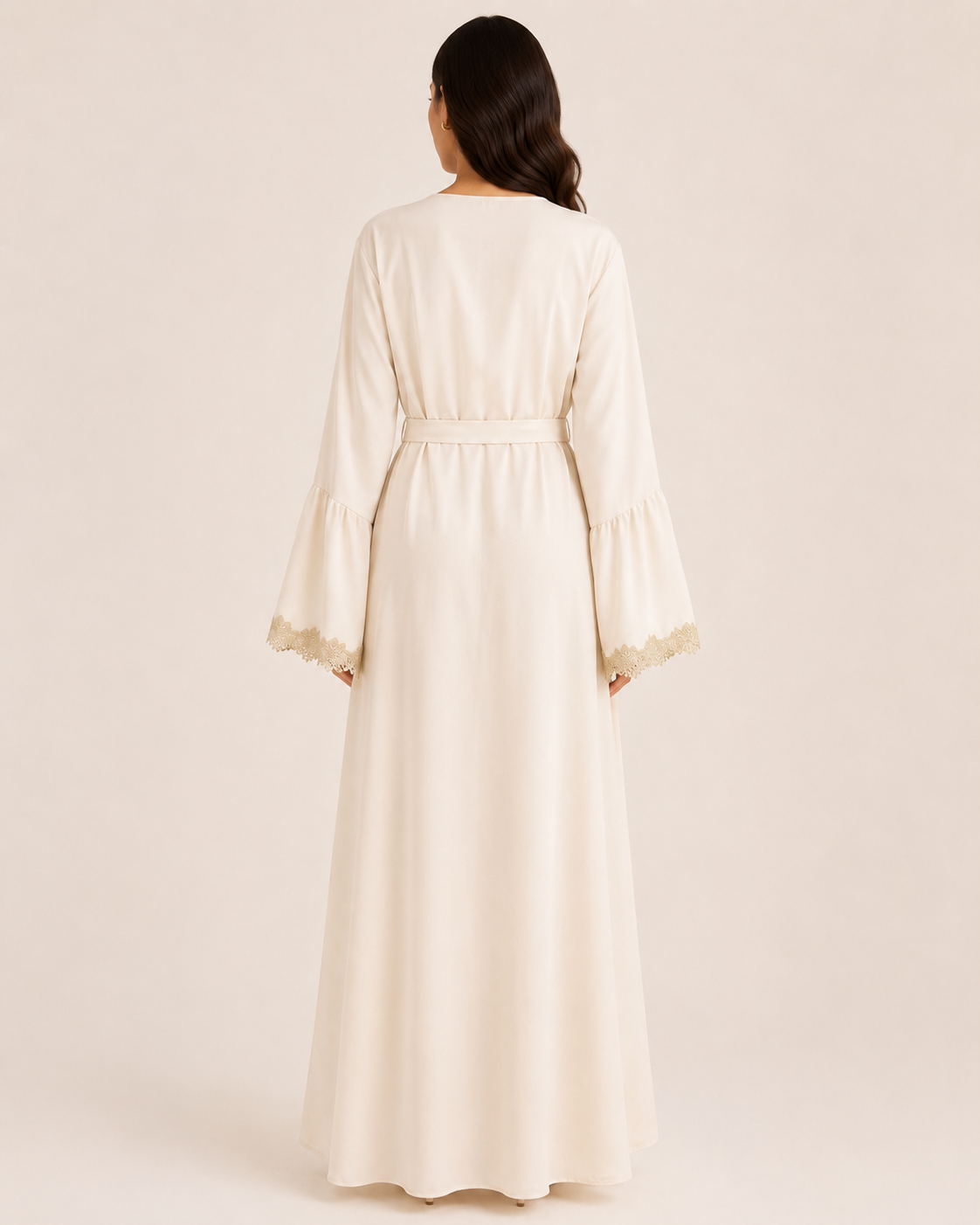 Laced Cuffs of Gold - Belted Abaya