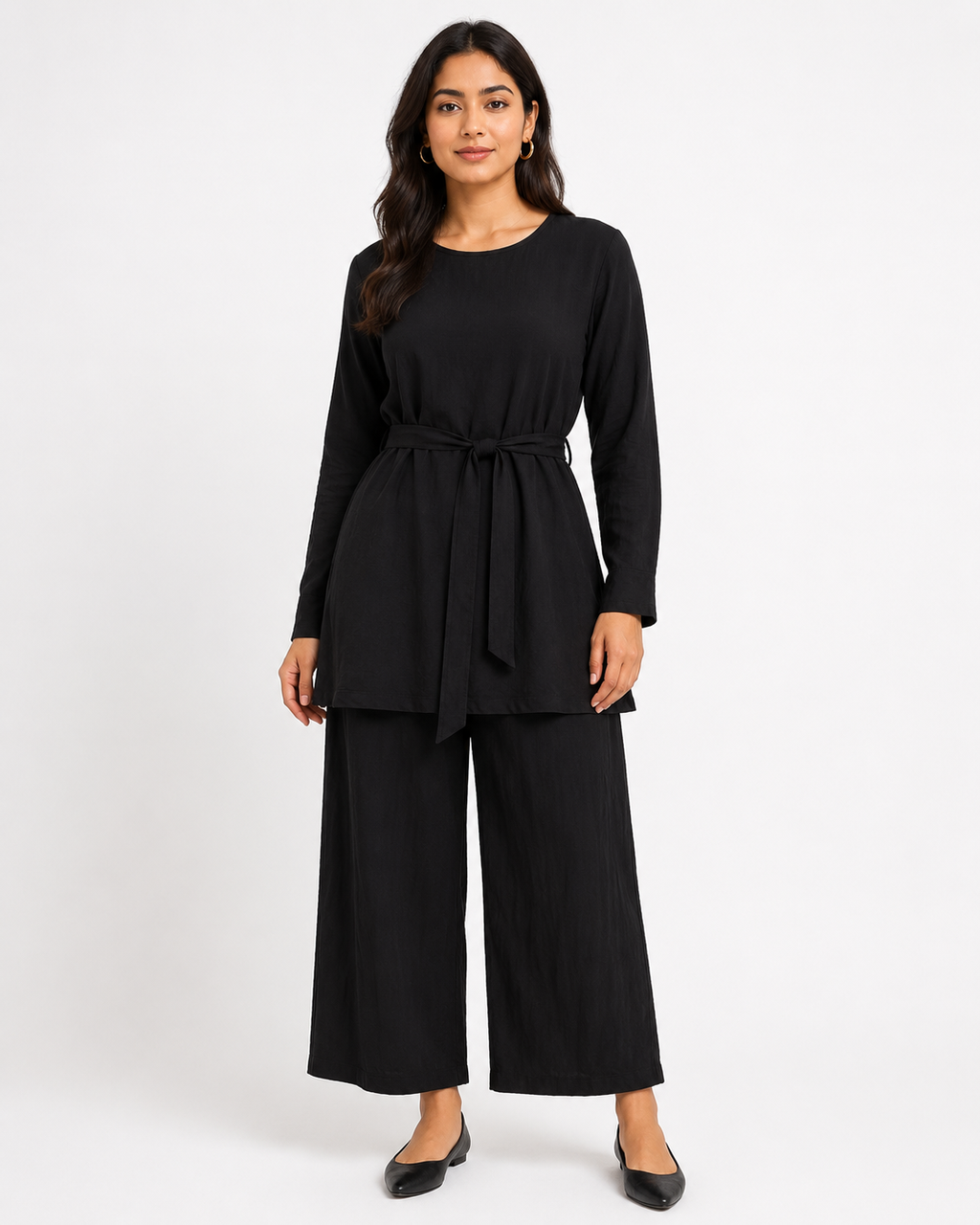 Simple Belted Set - Black