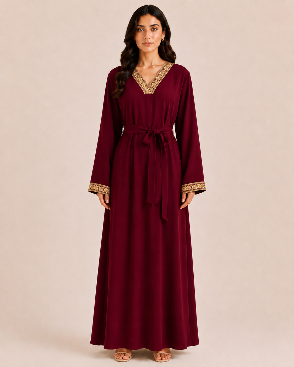 Moroccan Embroidery - Belted Abaya