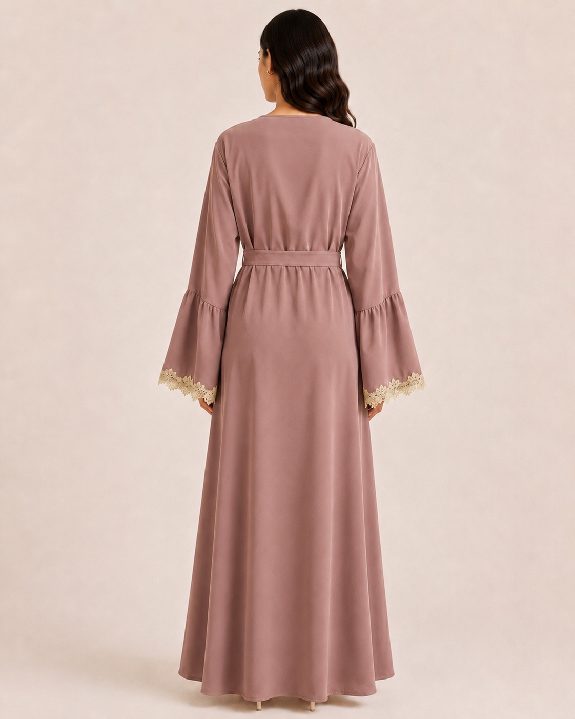 Laced Cuffs of Gold - Belted Abaya