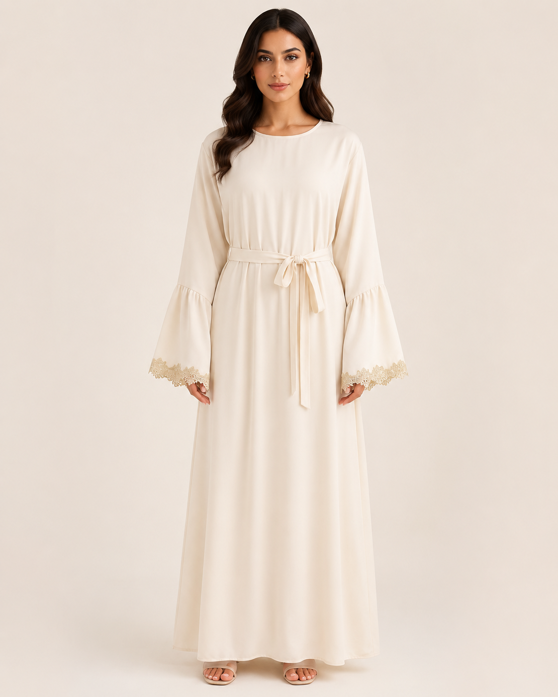 Laced Cuffs of Gold - Belted Abaya