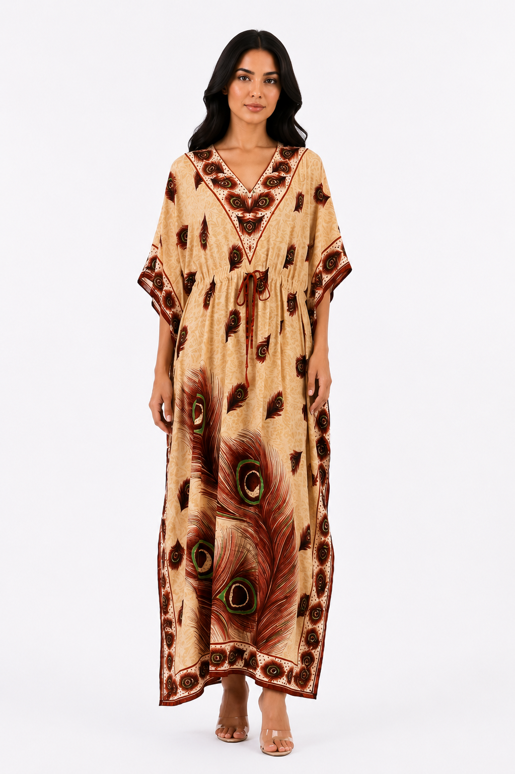 Peacock Kaftan - Red