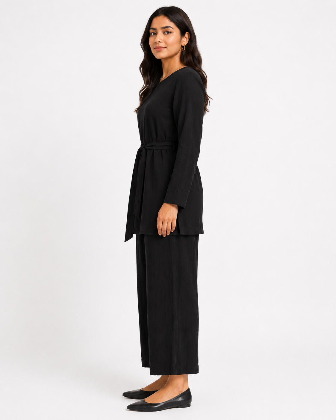Simple Belted Set - Black