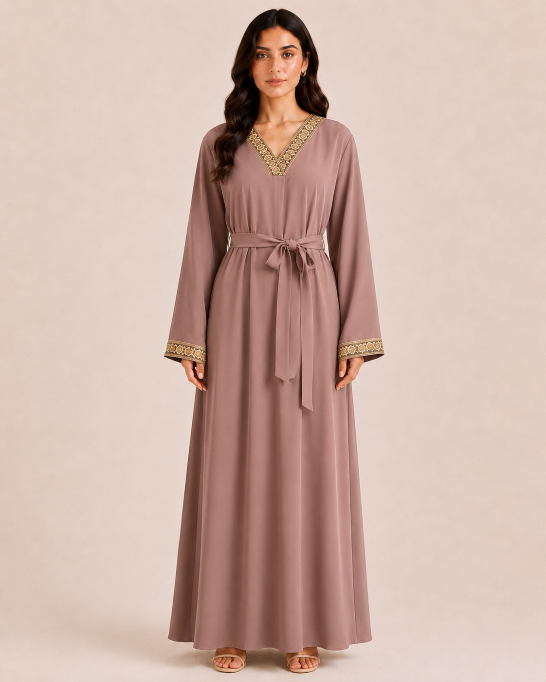 Moroccan Embroidery - Belted Abaya