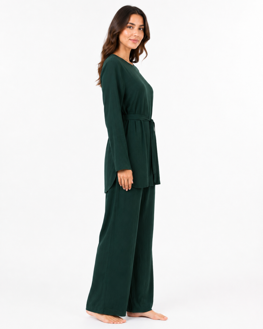 Simple Belted Set - Jade Green