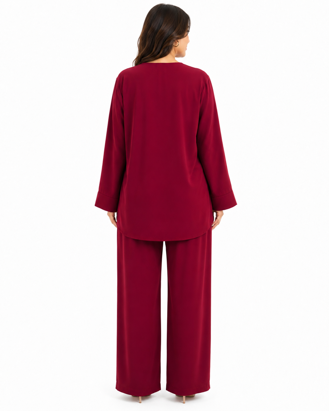 Double Gold Button Detail Set - Wine